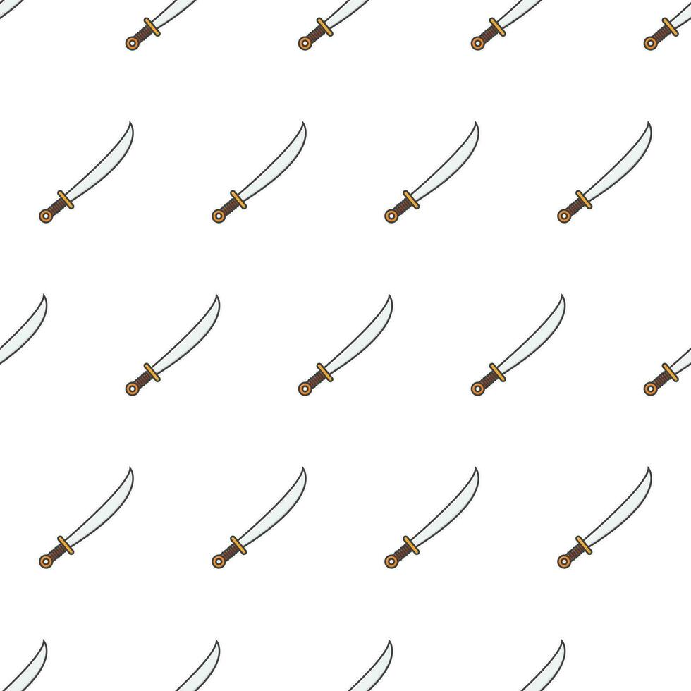 Sword Seamless Pattern On A White Background. Battle Theme Vector Illustration