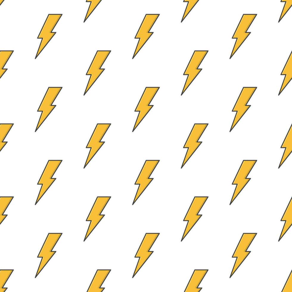 Lightning Bolt Seamless Pattern On A White Background. Thunderbolt Theme Vector Illustration