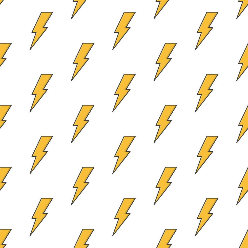 Lightning Bolt Seamless Pattern On A White Background. Thunderbolt Theme Vector Illustration