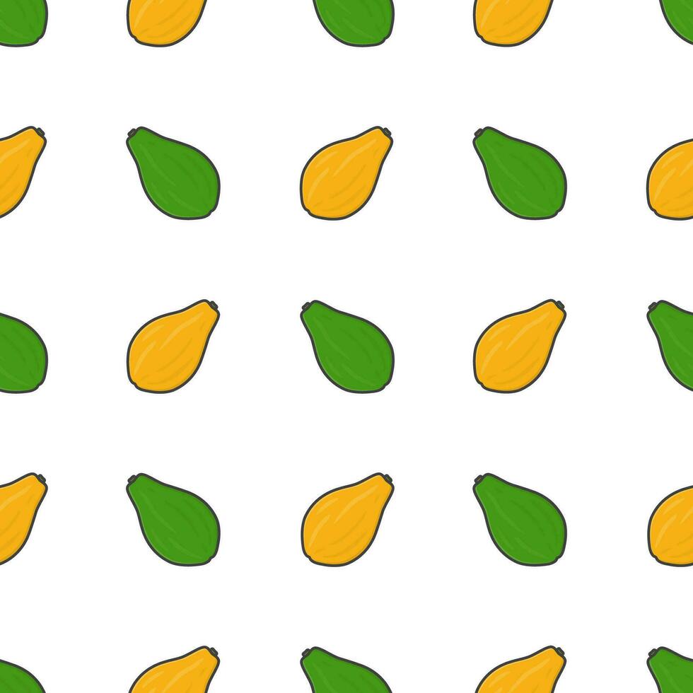 papaya Fruta sin costura modelo en un blanco antecedentes. Fresco papaya vector ilustración