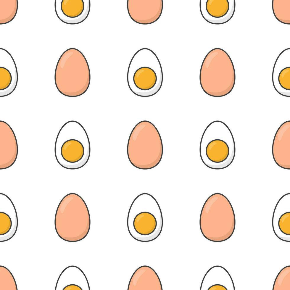 Eggs Seamless Pattern On A White Background. Chicken Eggs Icon Theme Vector Illustration