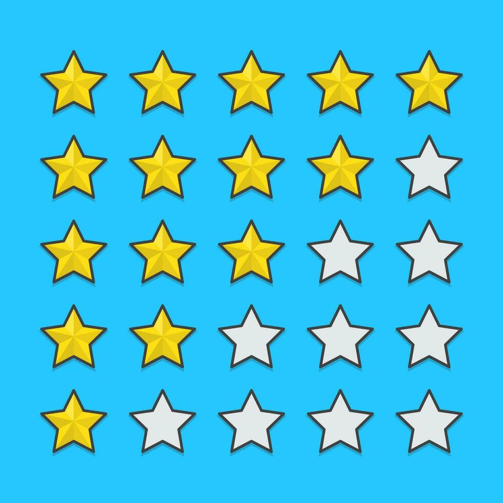 Five Stars Quality Rating Vector Icon Illustration. Customer Product Rating Review Flat Icon