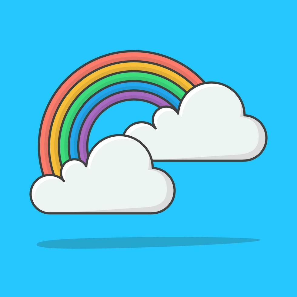 Rainbow With Clouds Isolated Vector Icon Illustration. Weather Phenomena Symbol