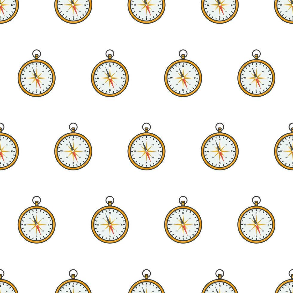 Compass Seamless Pattern On A White Background. Navigation Theme Vector Illustration