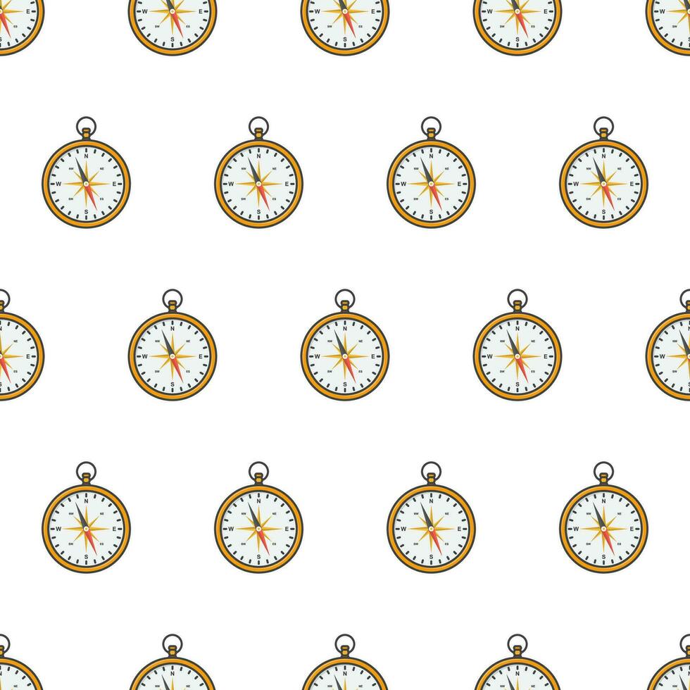 Compass Seamless Pattern On A White Background. Navigation Theme Vector Illustration