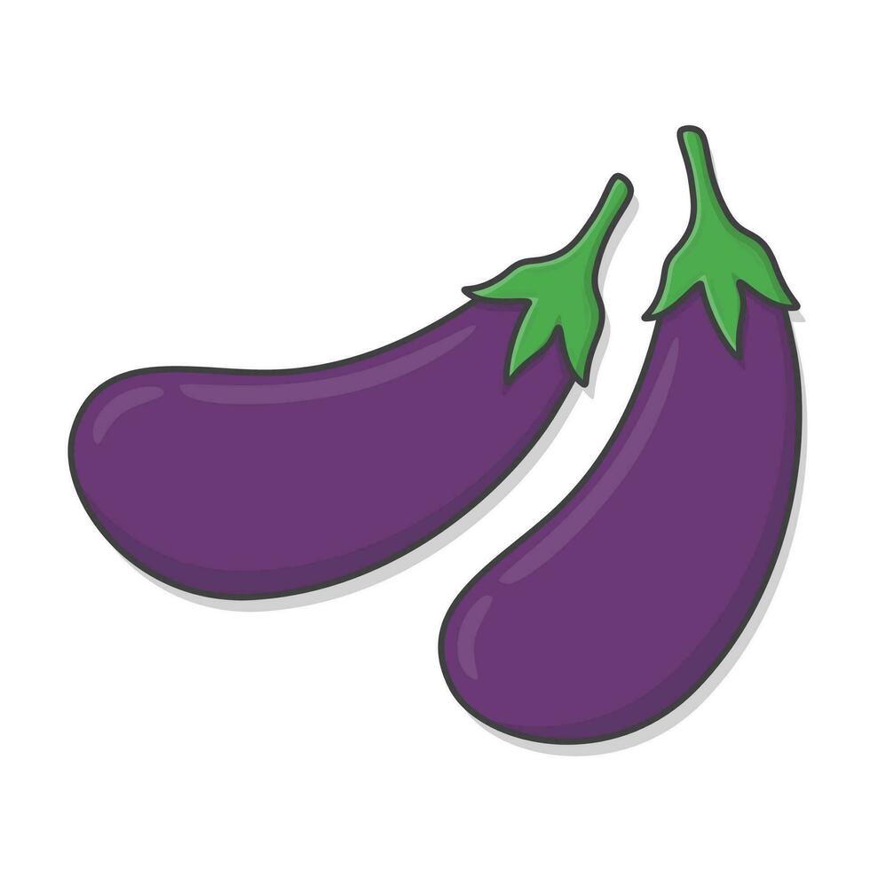 Fresh Eggplant Vector Icon Illustration. Eggplant Flat Icon