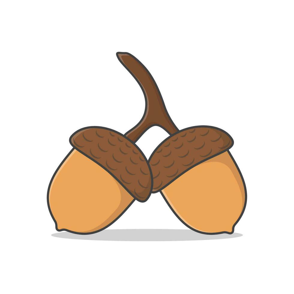 Acorns Vector Icon Illustration. Autumn Acorn flat Icon