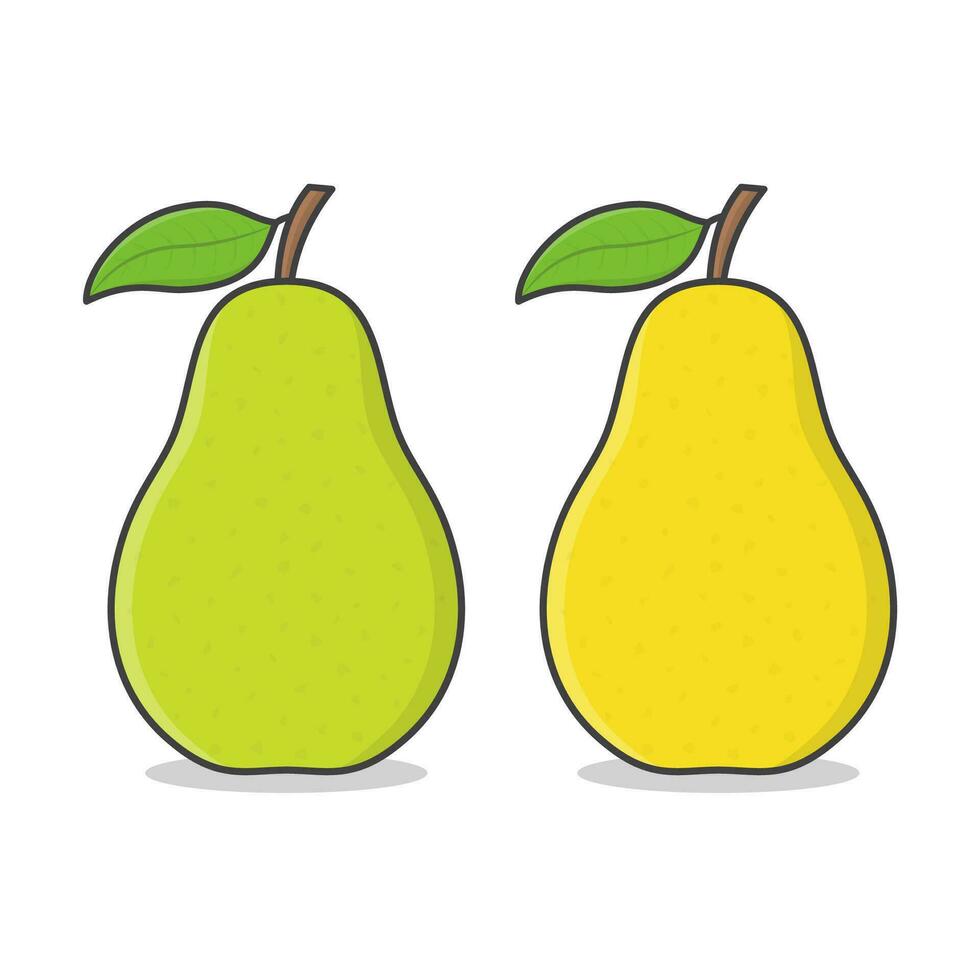 Pera Fruta vector icono ilustración. verde y amarillo Pera plano icono