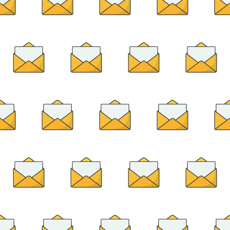 Opened Envelope Seamless Pattern On A White Background. The Postal Envelope Theme Vector Illustration