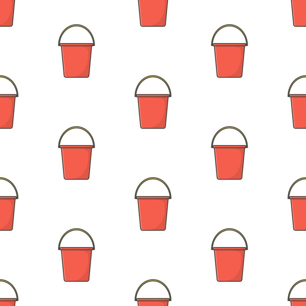 Plastic Bucket Seamless Pattern On A White Background. Plastic Bucket Theme Vector Illustration