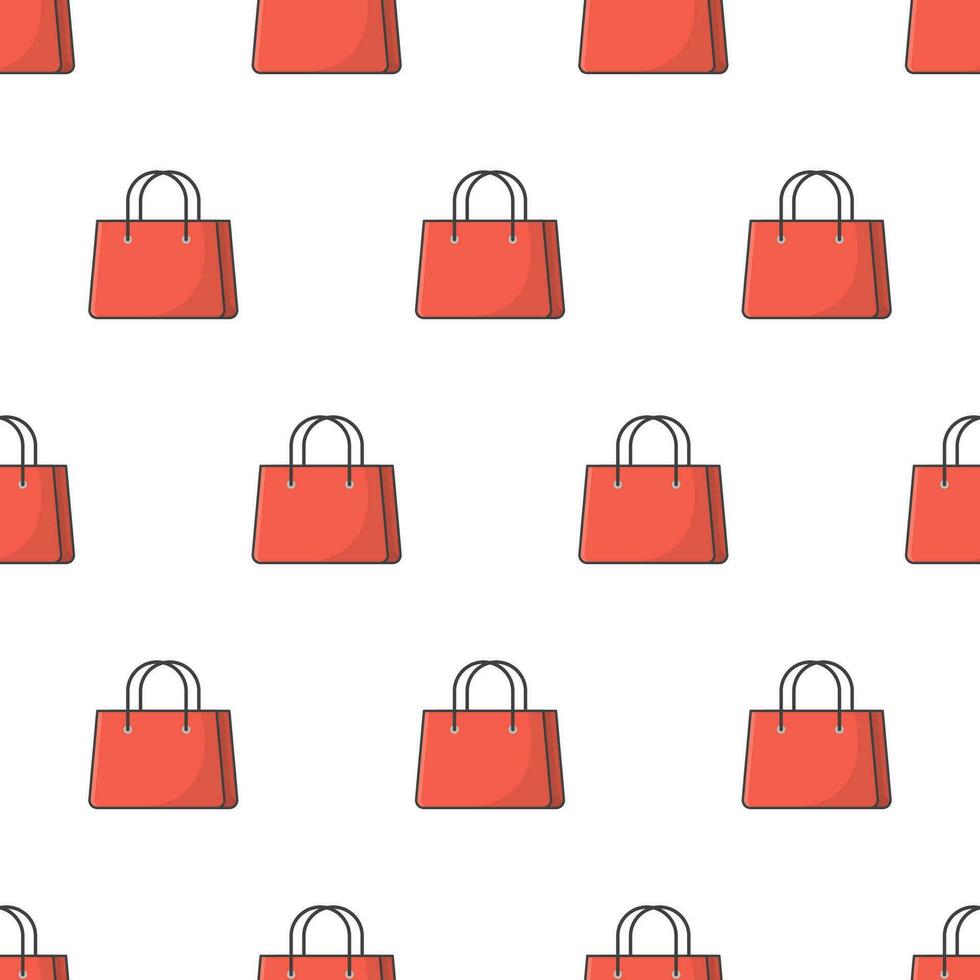 Shopping Paper Bag Seamless Pattern On A White Background. Shopping Theme Vector Illustration