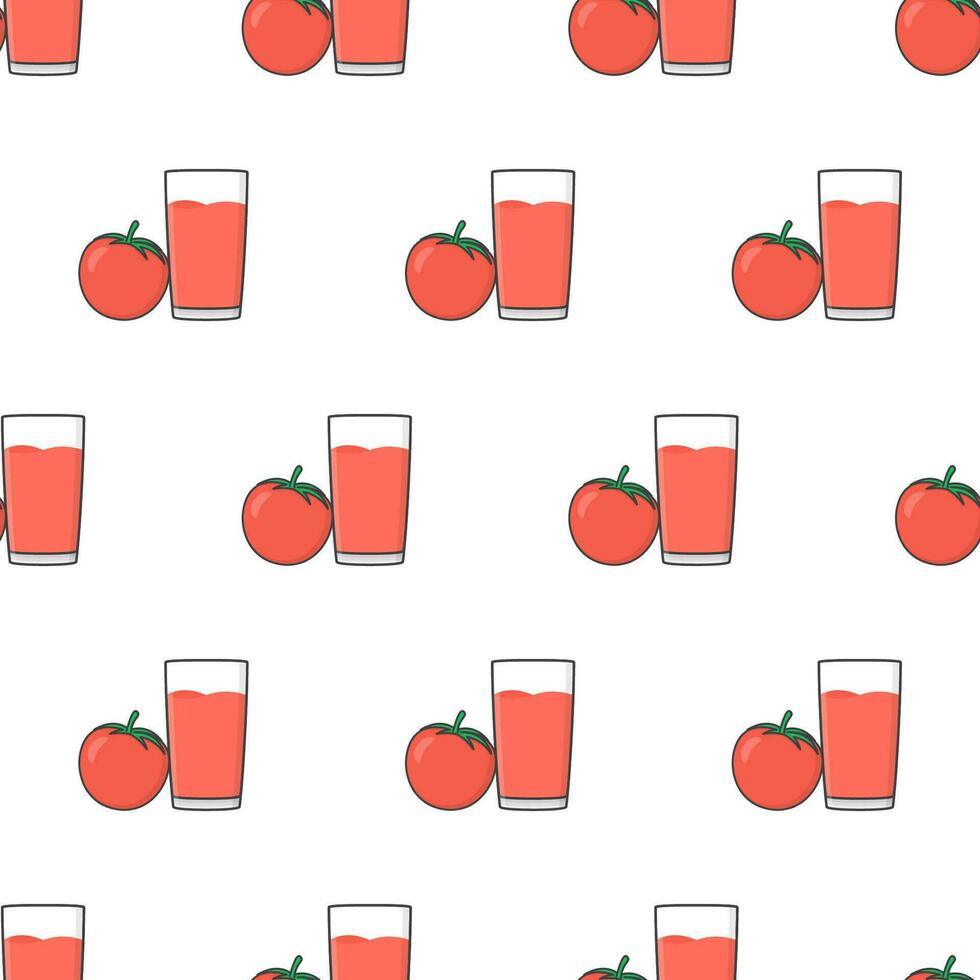 Tomato Juice Seamless Pattern On A White Background. Tomato Theme Vector Illustration