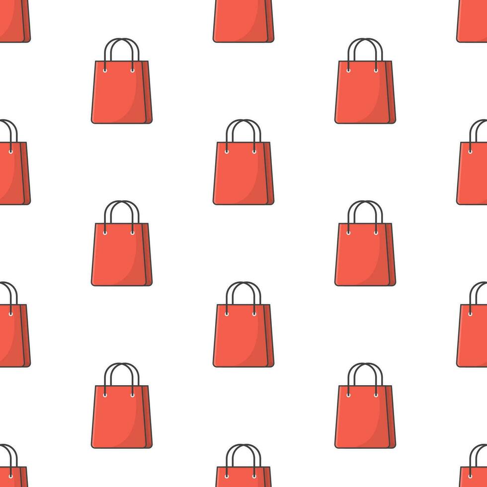 Shopping Bag Seamless Pattern On A White Background. Shopping Theme Vector Illustration