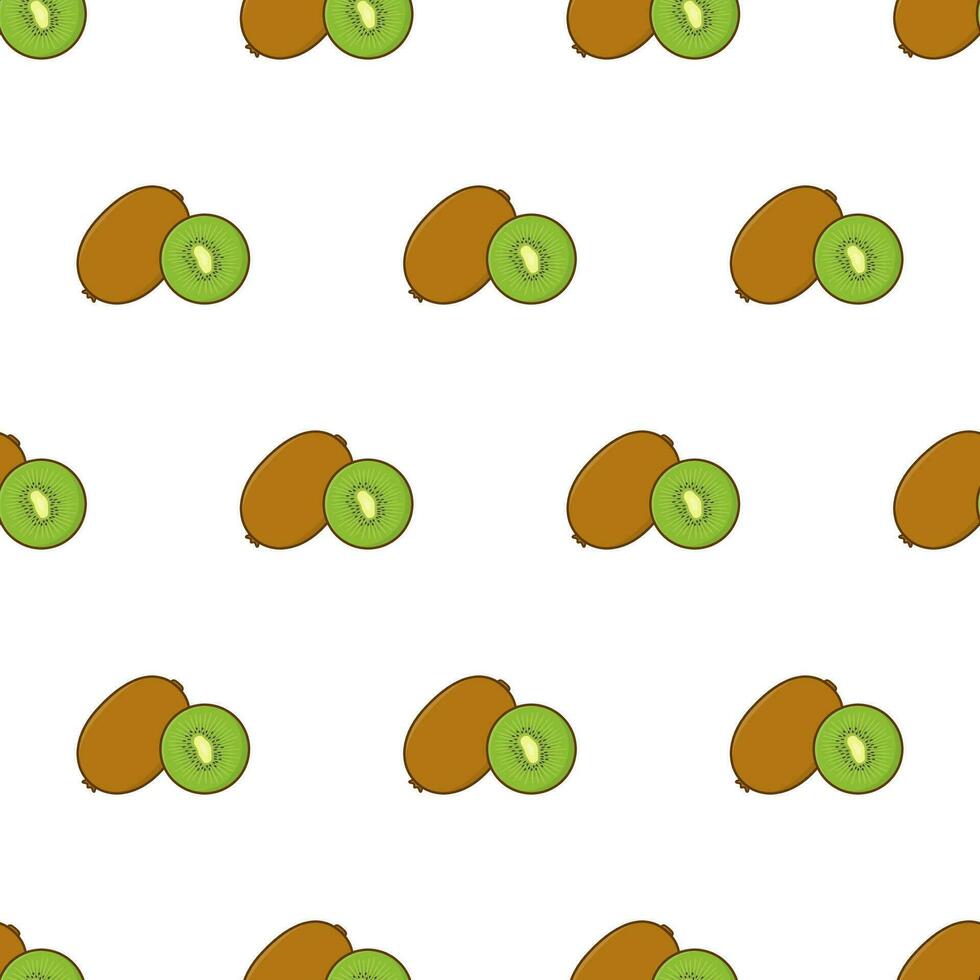 Kiwi Slice Seamless Pattern On A White Background. Kiwi Theme Vector Illustration