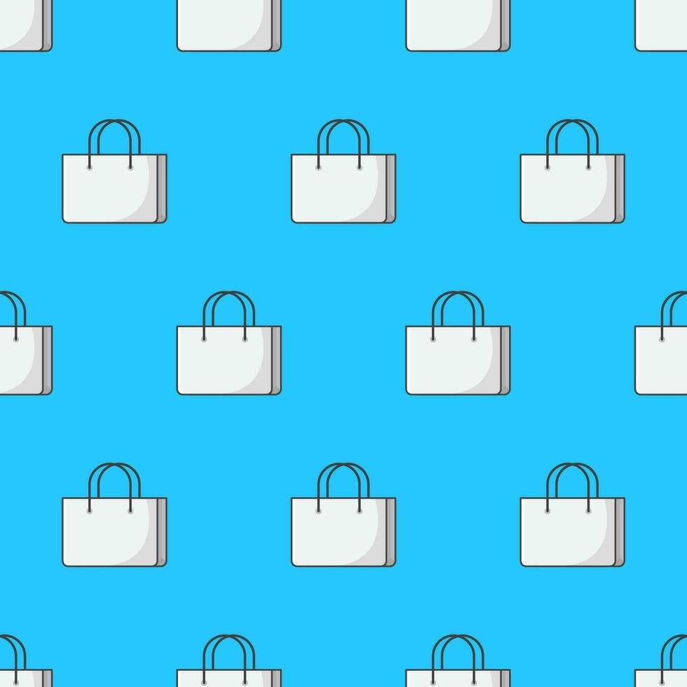 Shopping Bag Seamless Pattern On A Blue Background. Shopping Theme Vector Illustration