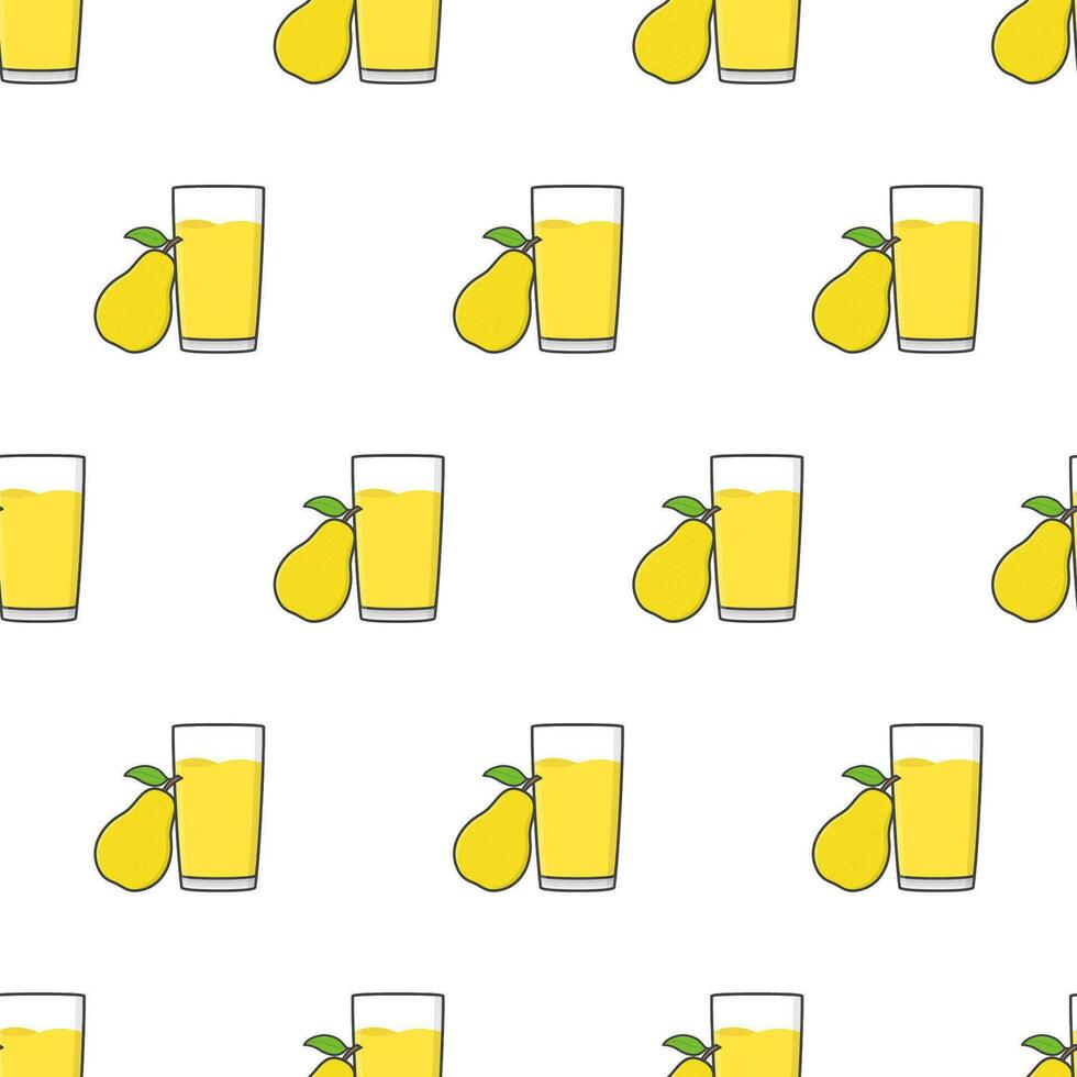 Pear Juice Seamless Pattern On A White Background. Pear Theme Vector Illustration