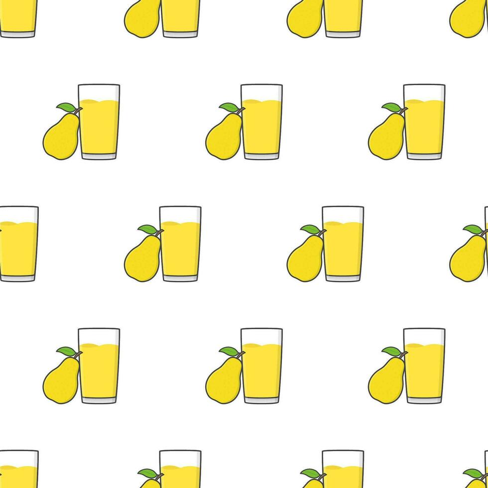 Pera jugo sin costura modelo en un blanco antecedentes. Pera tema vector ilustración