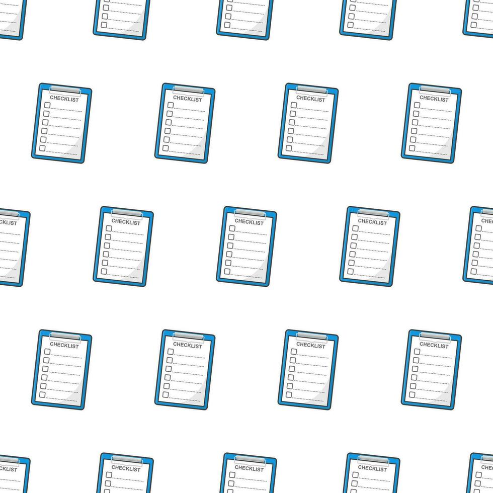 Clipboard with checklist Seamless Pattern On A White Background. Checklist Theme Vector Illustration