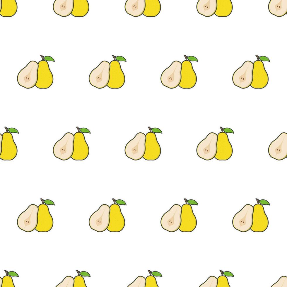 Pear Slice Seamless Pattern On A White Background. Pear Theme Vector Illustration