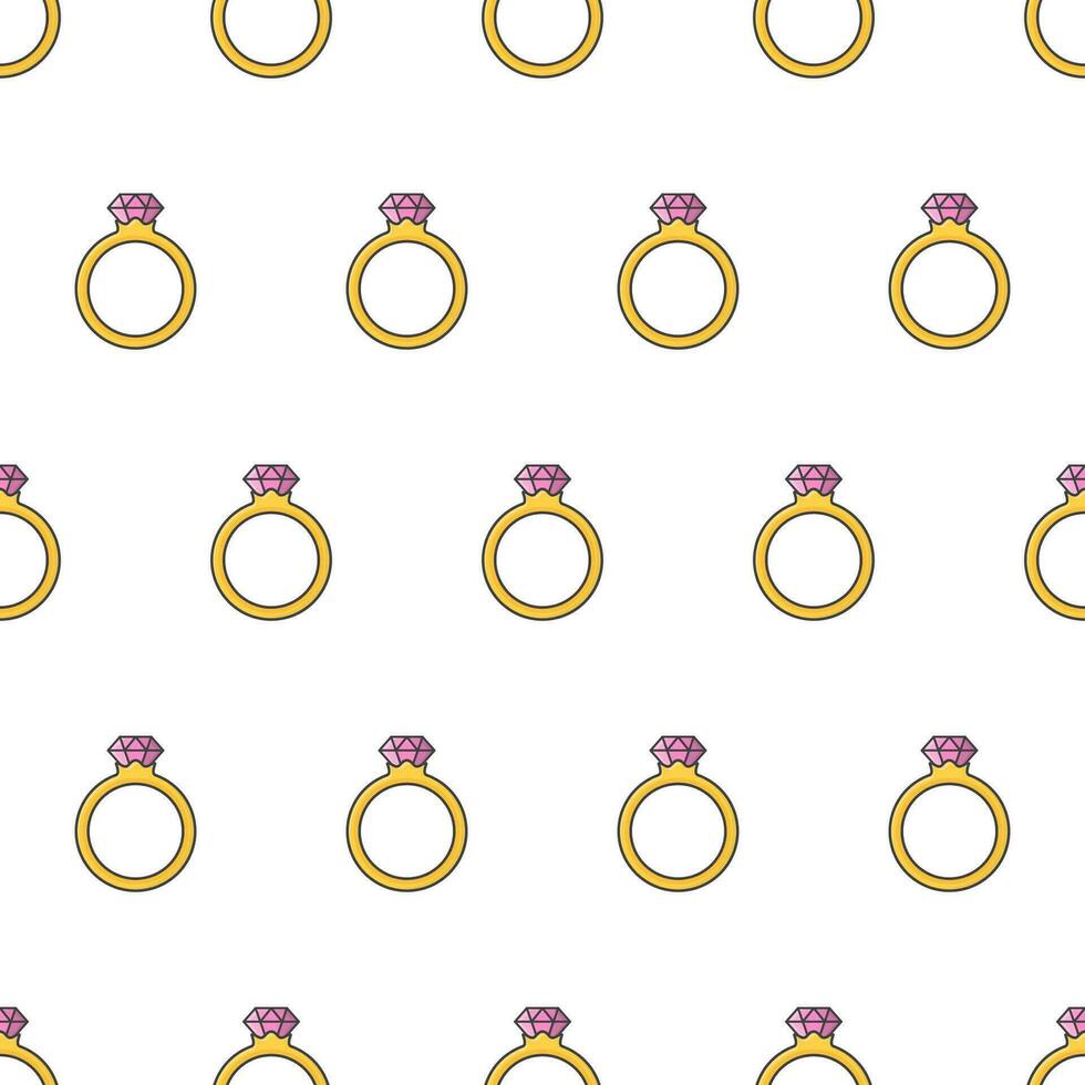 diamante anillo sin costura modelo en un blanco antecedentes. Boda tema vector ilustración