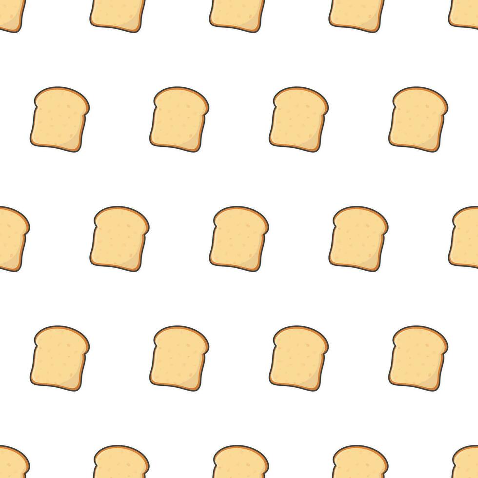 Slices Toast Bread Seamless Pattern On A White Background. Bakery Pastry Theme Vector Illustration