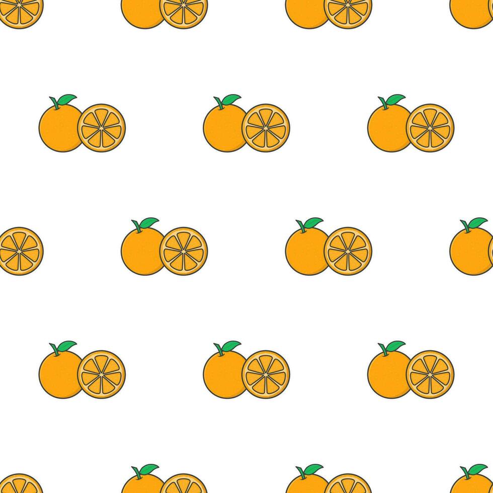 Orange Slice Seamless Pattern On A White Background. Orange Theme Vector Illustration