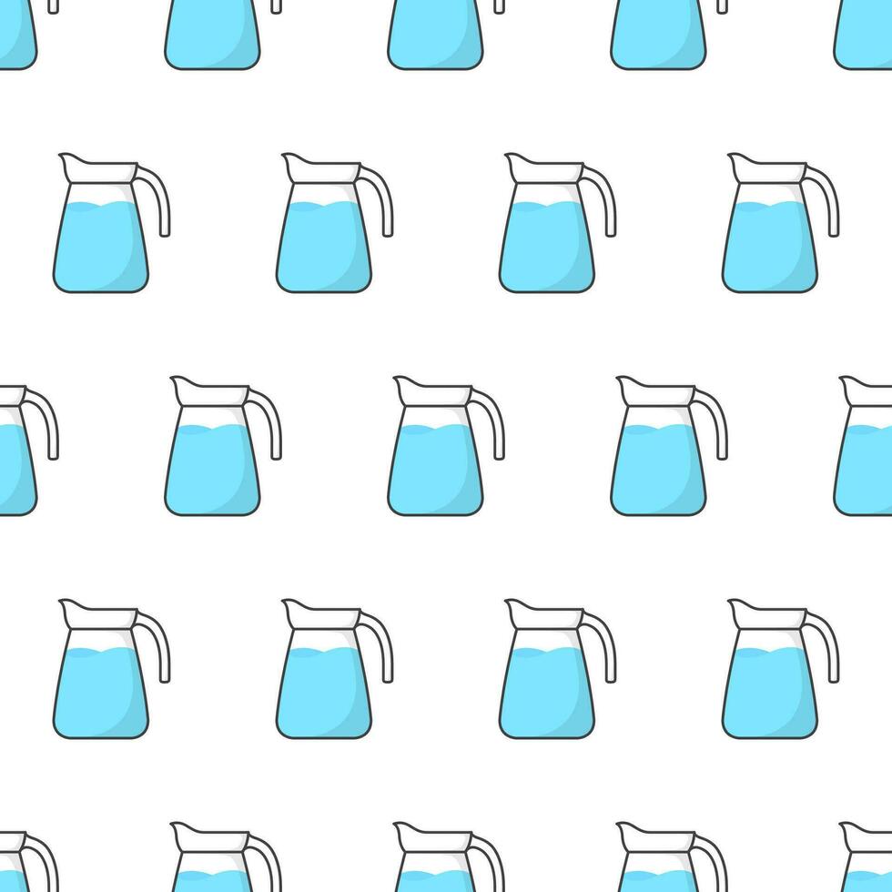 Glass Jug Seamless Pattern On A White Background. Pitcher With Water Theme Vector Illustration