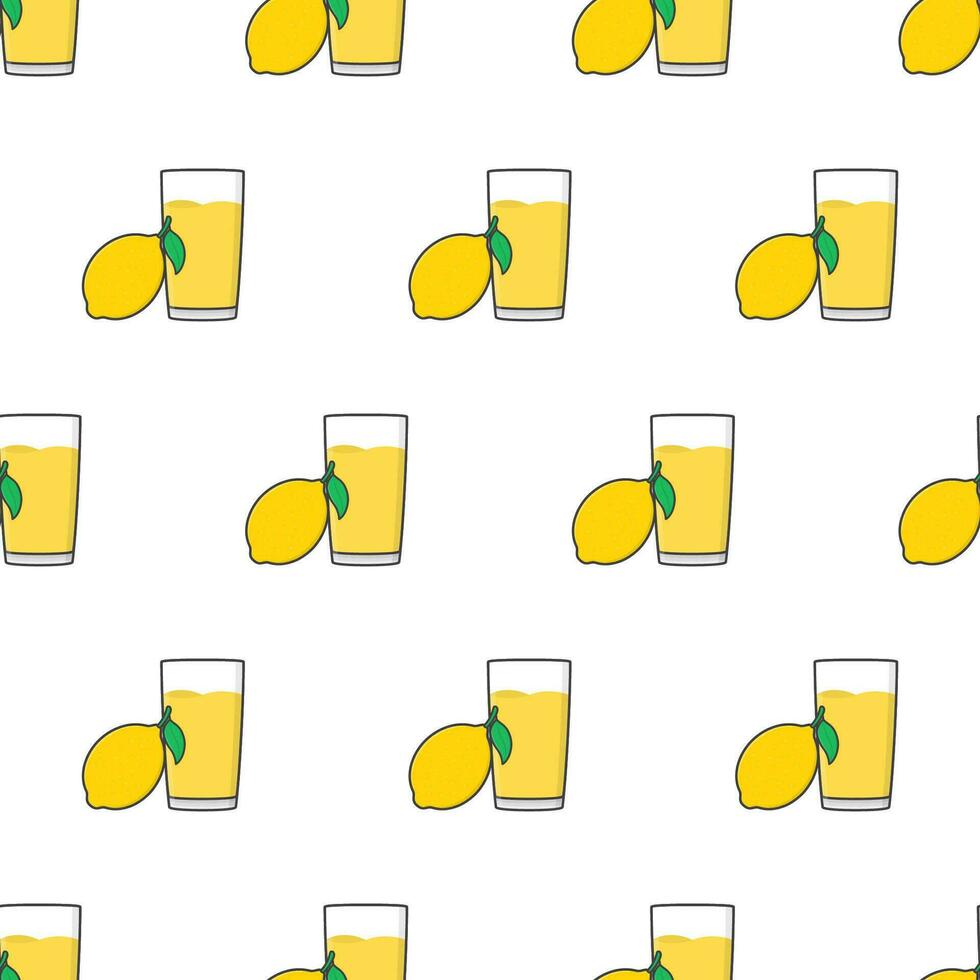 Lemon Juice Seamless Pattern On A White Background. Lemon Theme Vector Illustration