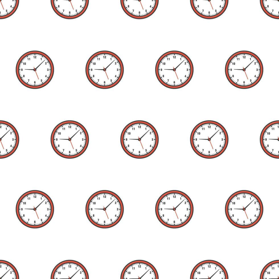 Clocks Seamless Pattern On A White Background. Watch Time Clock Theme Vector Illustration