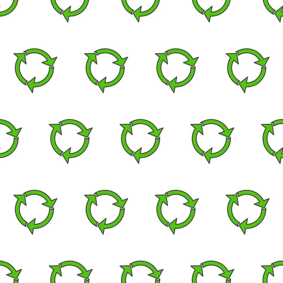 Recycle Triangle Seamless Pattern On A White Background. Eco Green Recycled Illustration vector