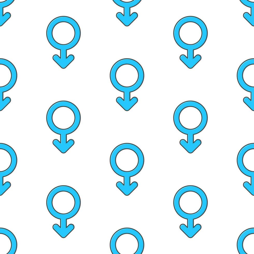 Male Gender Symbol Seamless Pattern On A White Background. Gender Theme Vector Illustration