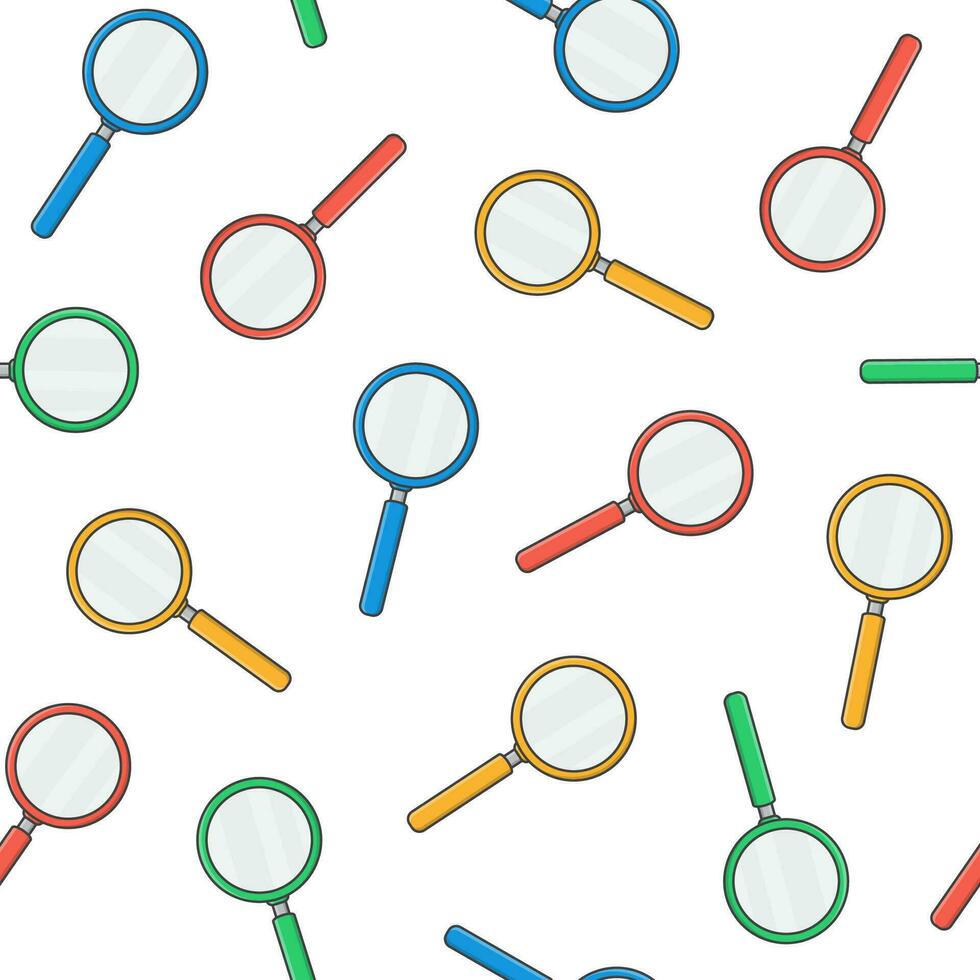Magnifying Glass Seamless Pattern On A White Background. Magnifier Theme Illustration vector