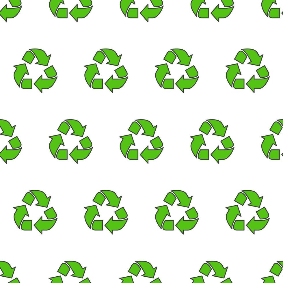 Recycle Triangle Seamless Pattern On A White Background. Eco Green Recycled Theme Vector Illustration