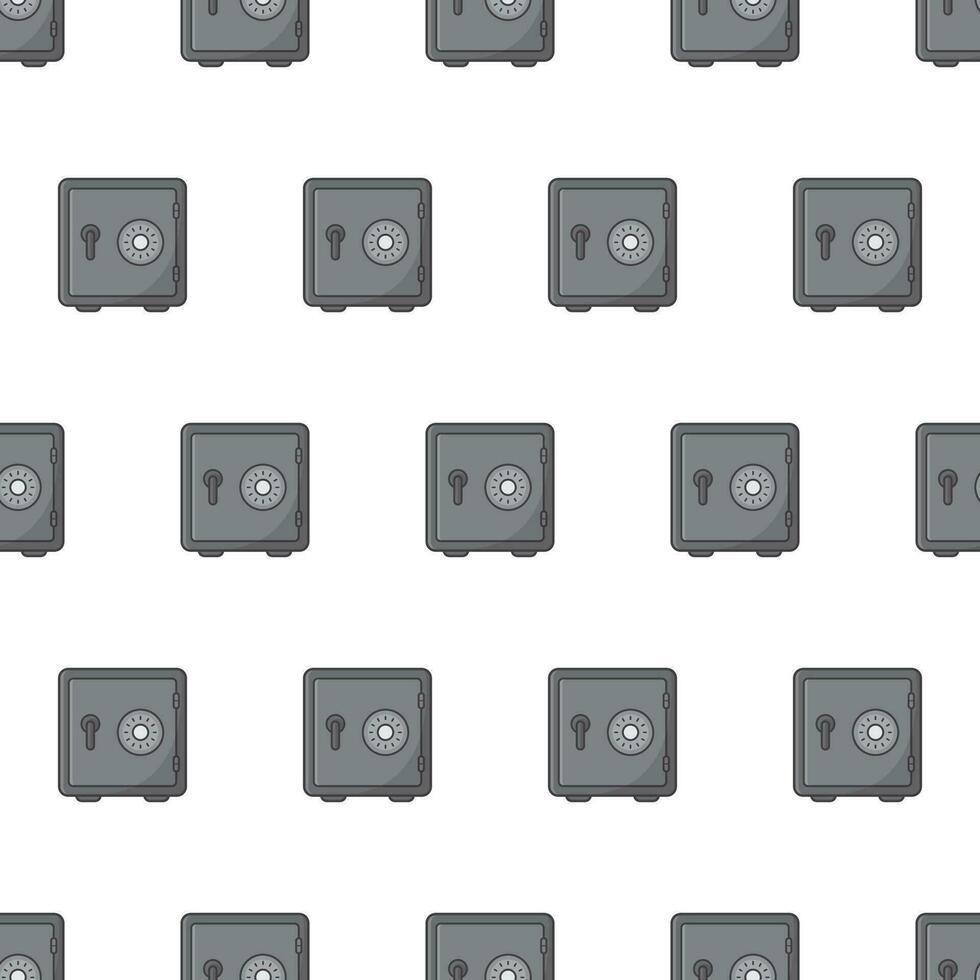 Steel Safes Seamless Pattern On A White Background. Security Metal Safes Theme Vector Illustration