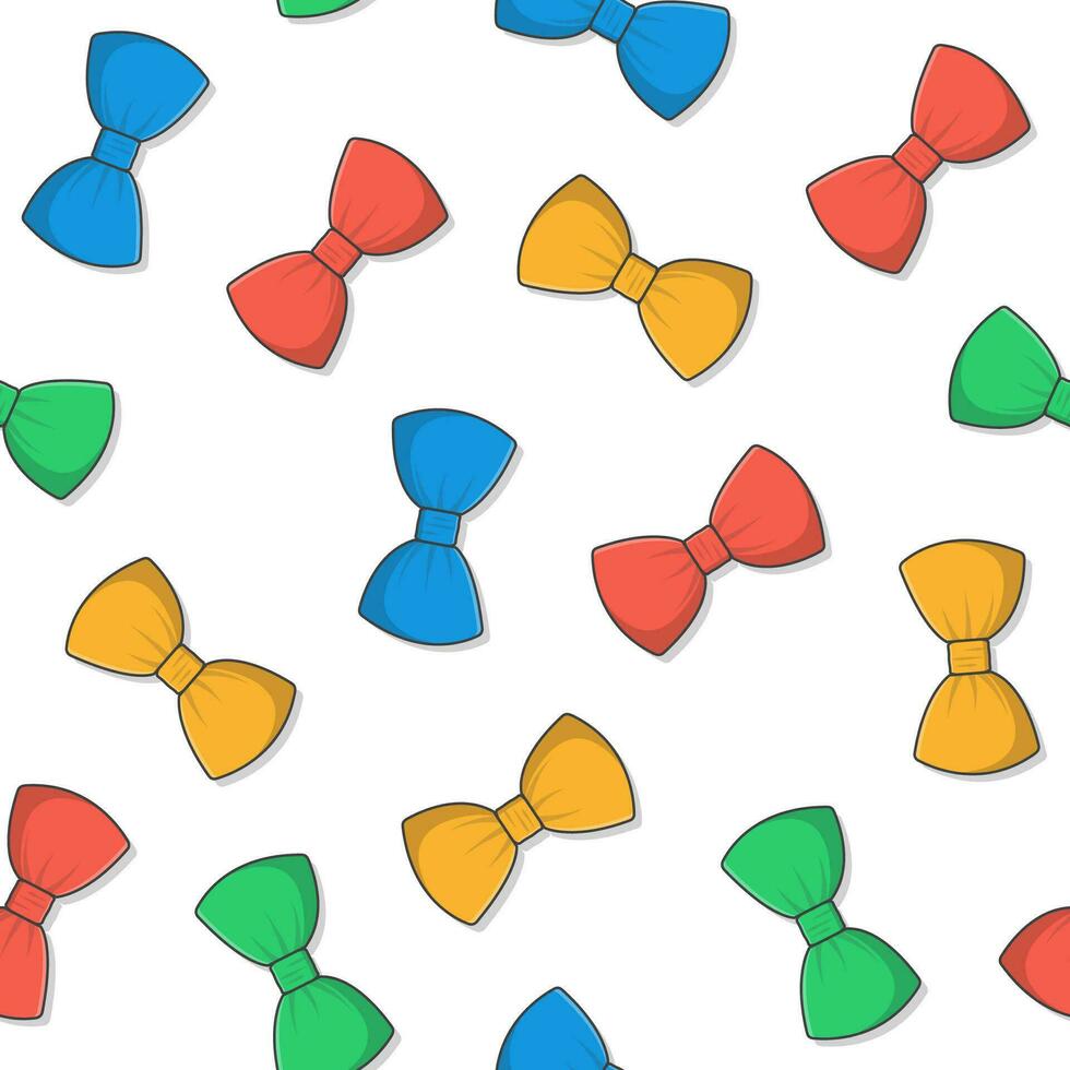 Bow Tie Seamless Pattern On A White Background. Bow Tie Theme Icon Vector Illustration