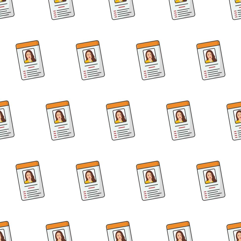 ID Card Seamless Pattern On A White Background. Female Personal Identity Theme Vector Illustration