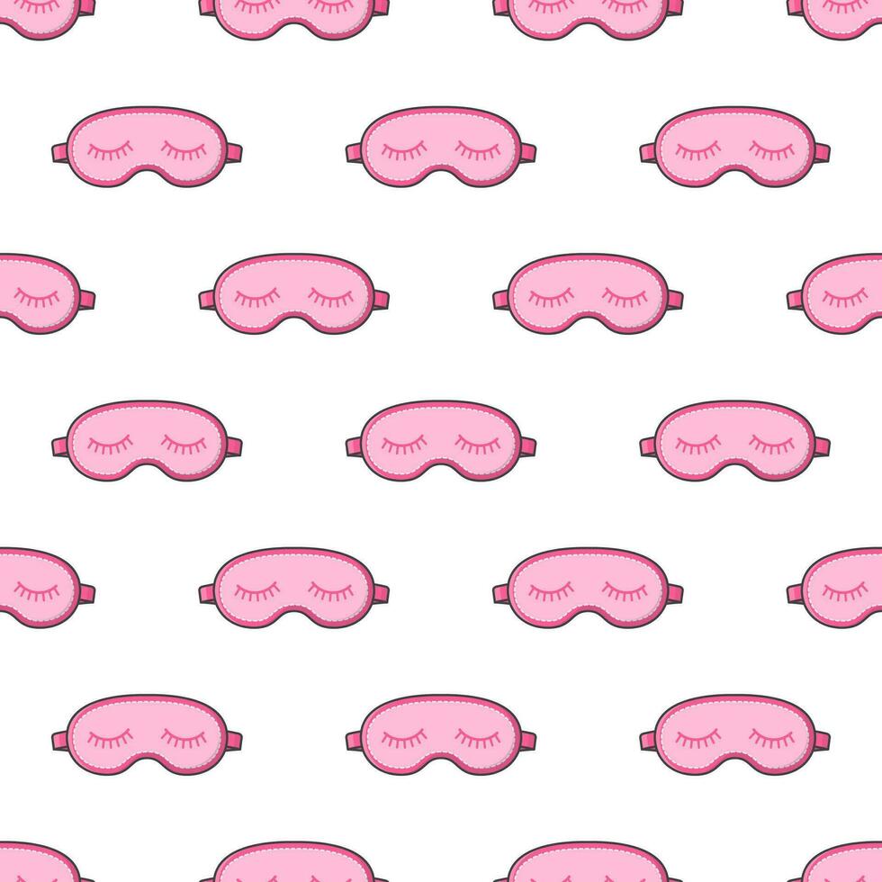 Sleeping Mask Seamless Pattern On A White Background. Sleep Mask Theme Vector Illustration