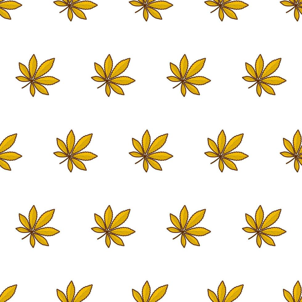 Autumn Leaves Seamless Pattern On A White Background. Autumn Leaf Or Fall Foliage Theme Vector Illustration