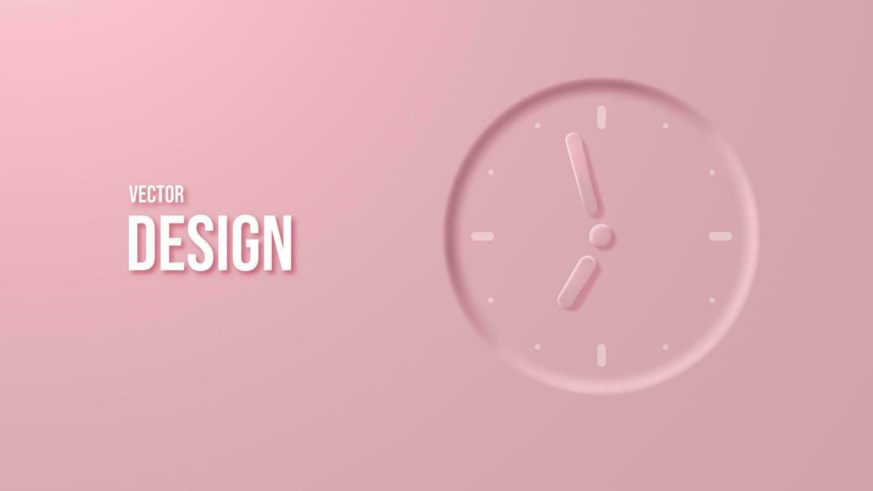 Vector background with a large dial clock on a pink background.