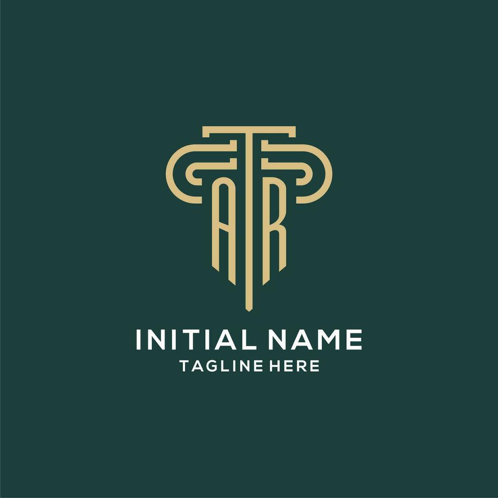 Initial AR pillar logo, elegant and luxury law firm logo vector
