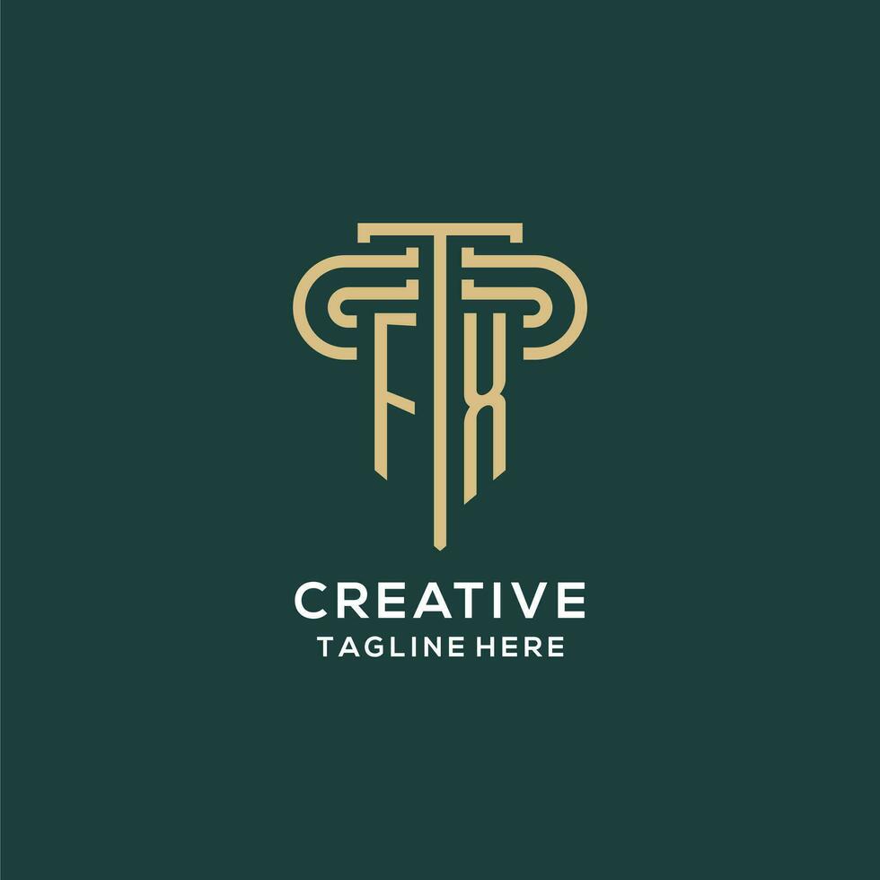 Initial FX pillar logo, elegant and luxury law firm logo vector