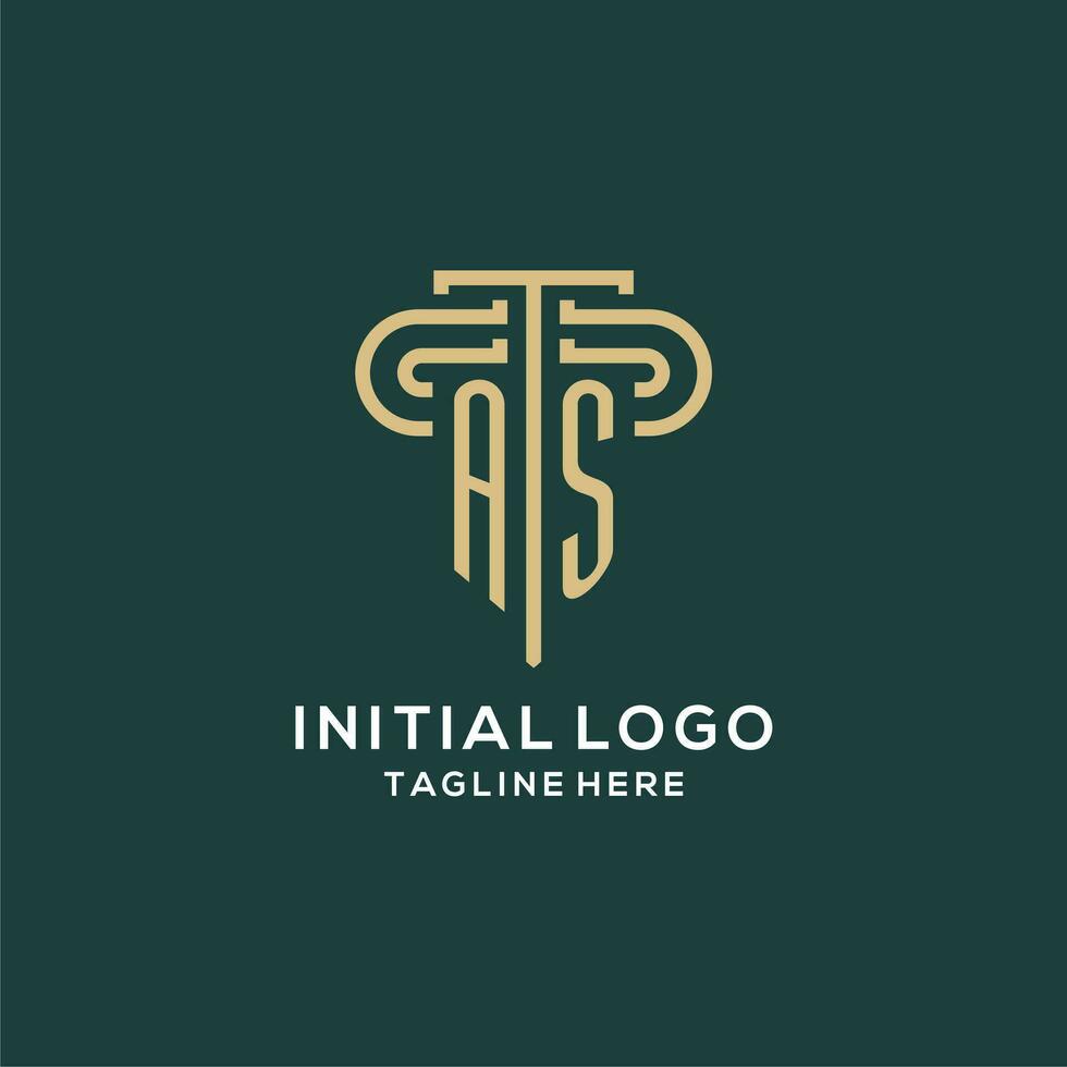 Initial AS pillar logo, elegant and luxury law firm logo vector