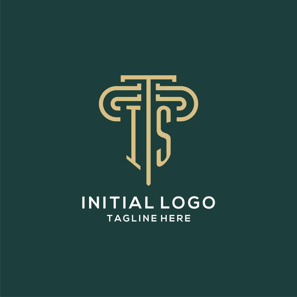 Initial IS pillar logo, elegant and luxury law firm logo vector