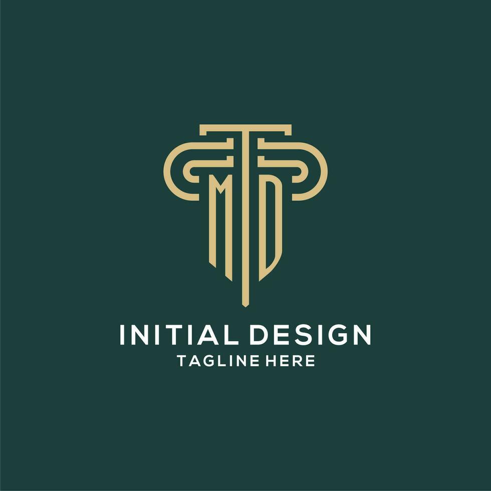 Initial MD pillar logo, elegant and luxury law firm logo vector