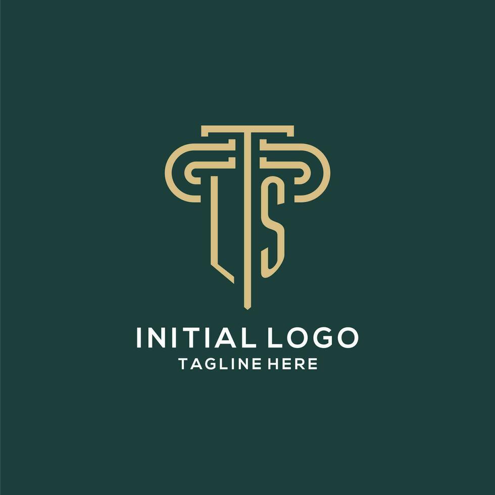 Initial LS pillar logo, elegant and luxury law firm logo vector