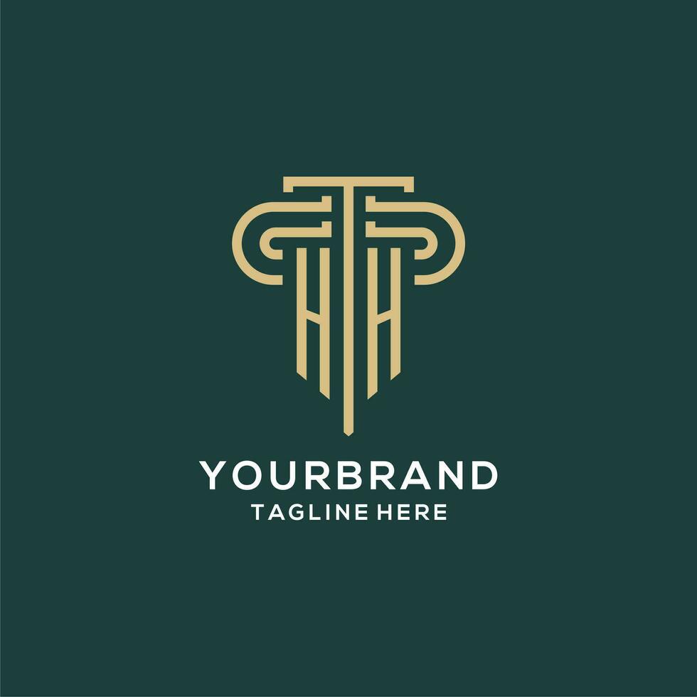 Initial HH pillar logo, elegant and luxury law firm logo vector