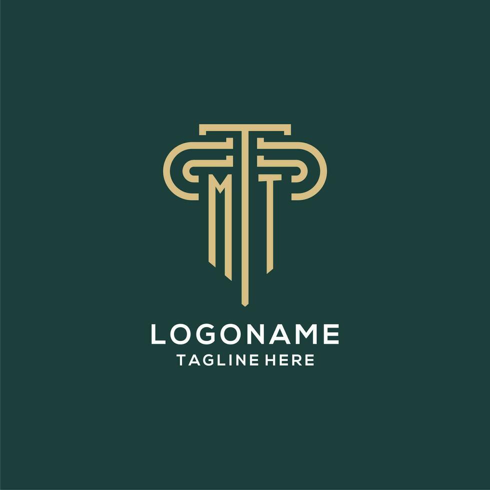 Initial MT pillar logo, elegant and luxury law firm logo vector