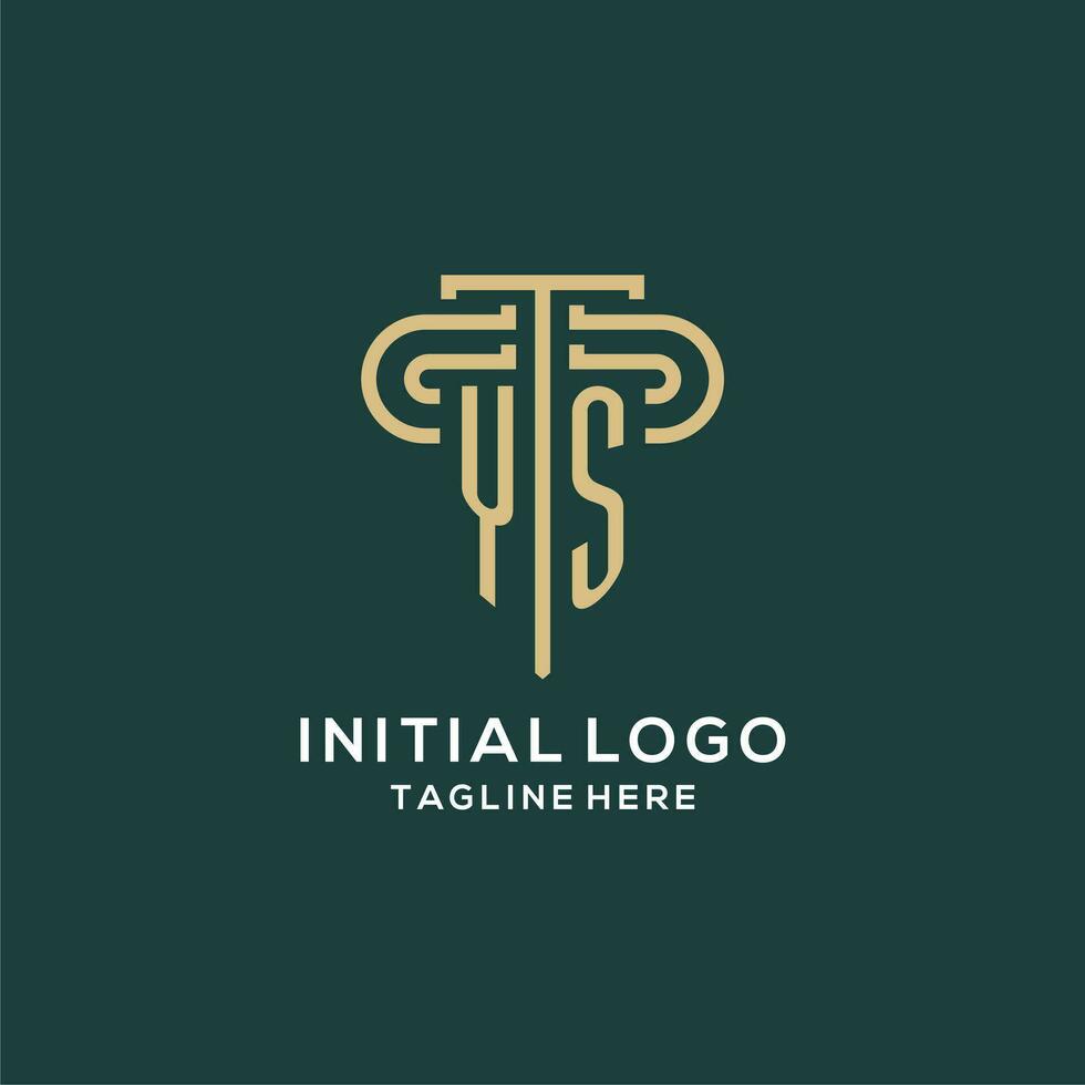 Initial YS pillar logo, elegant and luxury law firm logo vector