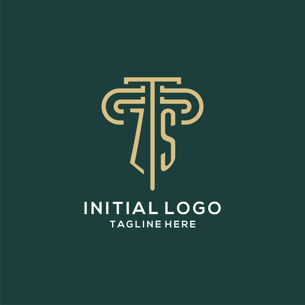 Initial ZS pillar logo, elegant and luxury law firm logo vector