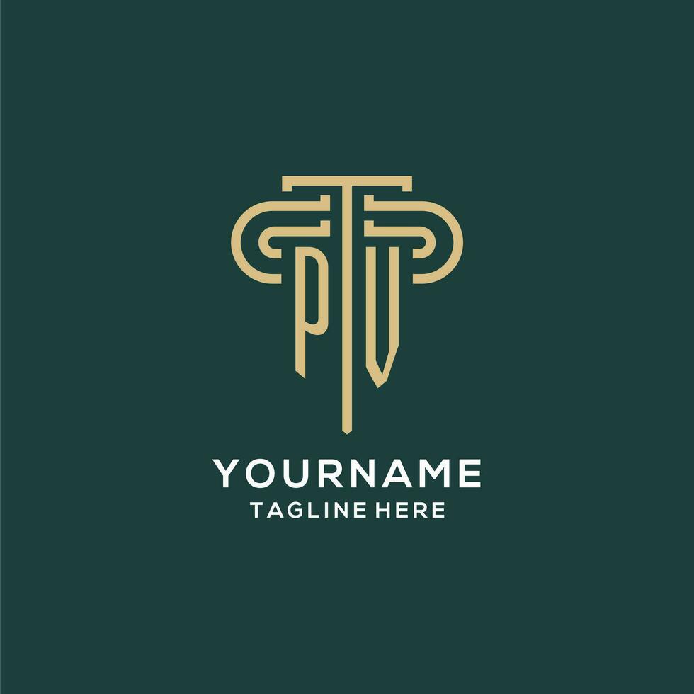 Initial PV pillar logo, elegant and luxury law firm logo vector